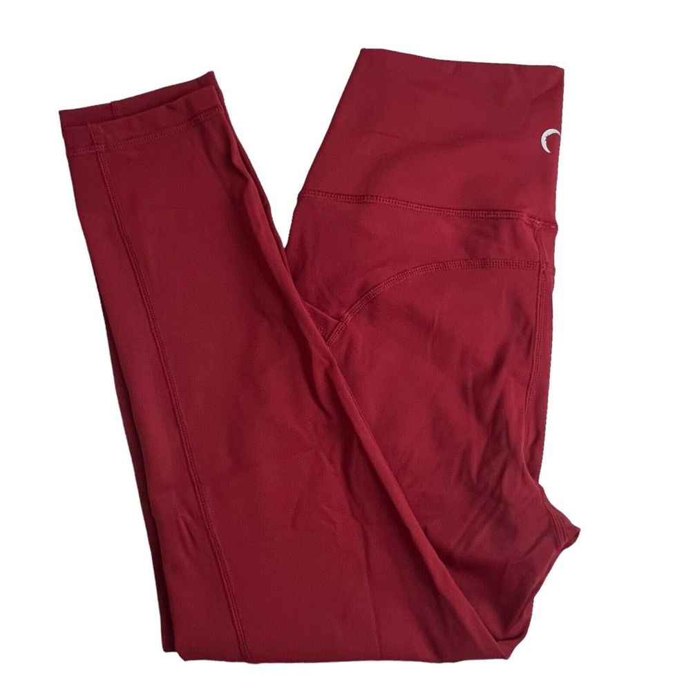 Zyia‎ Active Womens Mid Rise Red Stash Pocket 7/8 Leggings Size 4